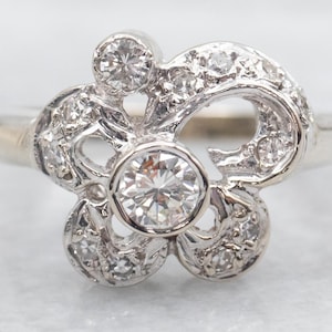 Retro Swirling Diamond Cocktail Ring, Diamond Ring, Diamond Cocktail, Cocktail Ring, Statement Ring, Right Hand Ring, Dinner Ring A51244