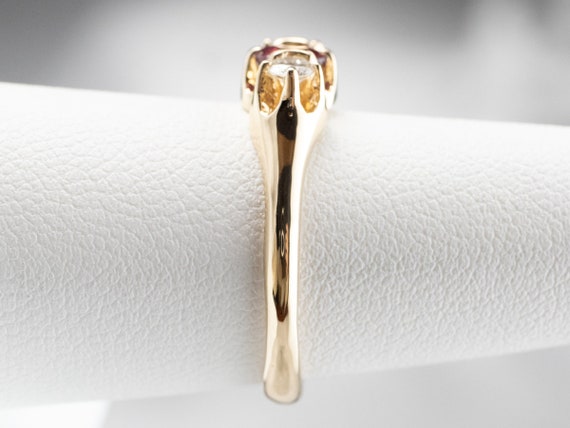 14K Yellow Gold Ruby and Diamond Three Stone Ring… - image 9