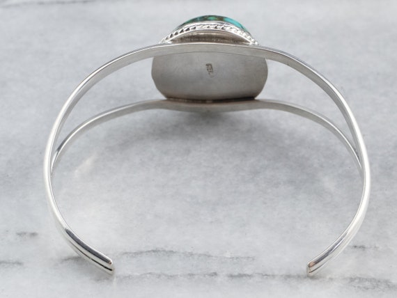 Sterling Silver Turquoise Bracelet, Silver Cuff B… - image 3