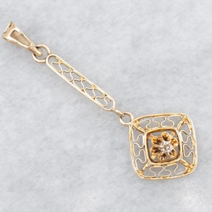 Buttercup Old Mine Cut Diamond Pendant, Diamond Lavalier Pendant, Layering Pendant, 14K Gold Diamond Pendant, Bridal Jewelry A64203