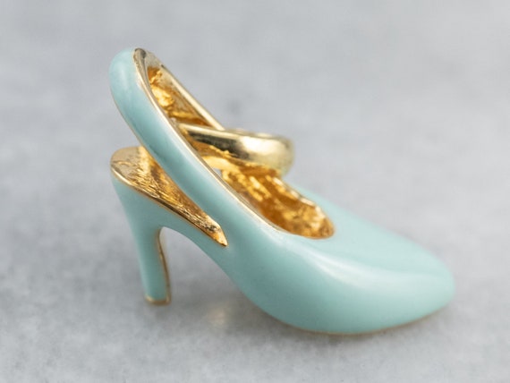 Enamel Stiletto Heel Pendant, Gold High Heel Pend… - image 1