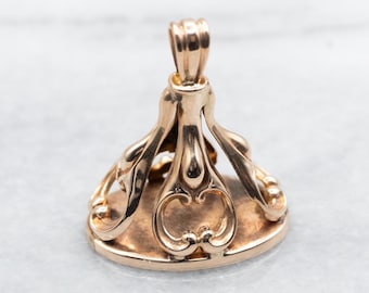 Colgante de bolsillo ornamentado de oro amarillo de 10 quilates, monograma "JS".