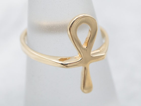 Gold Ankh Ring, Yellow Gold Ring, Unisex Ring, Eg… - image 3