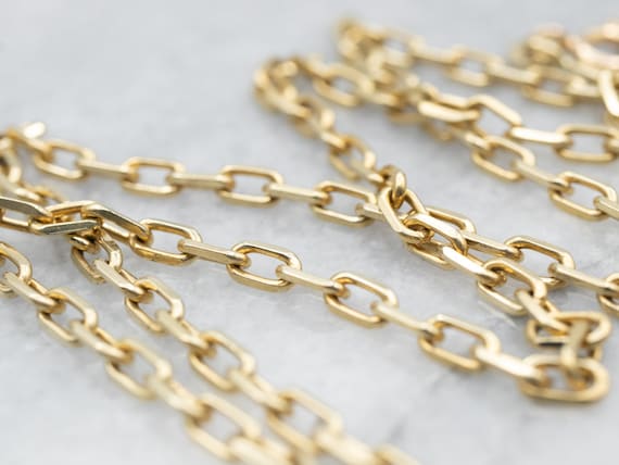 14K Yellow Gold Rectangle Link Chain Necklace, 18… - image 2