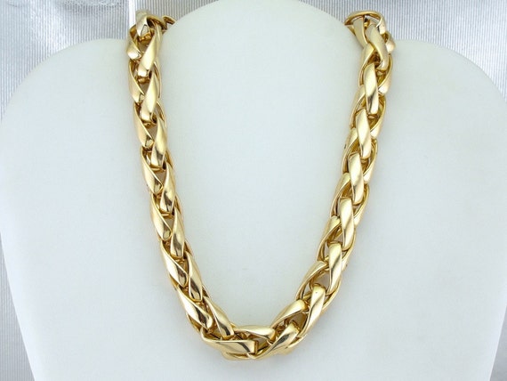 Vintage Yellow Gold Chunky Chain Necklace, Gold W… - image 5