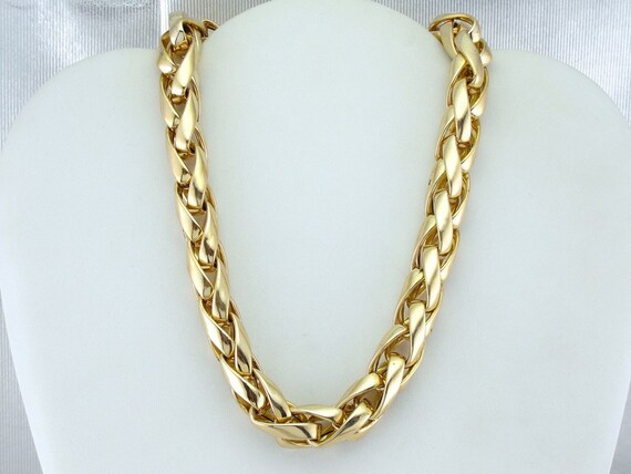 Vintage geel gouden Chunky Chain ketting tarwe keten - Etsy Nederland