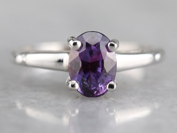 Purple Sapphire Solitaire Ring, Sapphire Engageme… - image 1