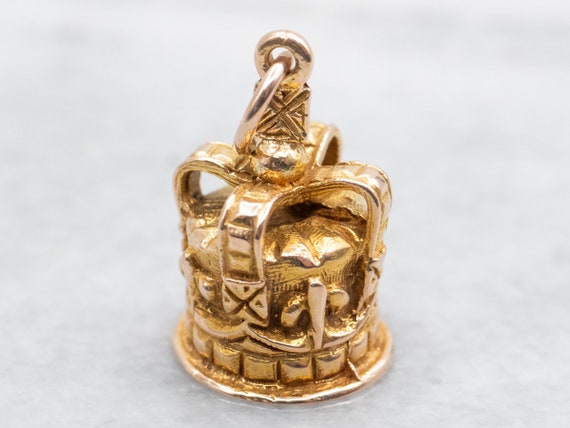 Yellow Gold Crown Charm, Gold Crown Charm, Yellow… - image 1