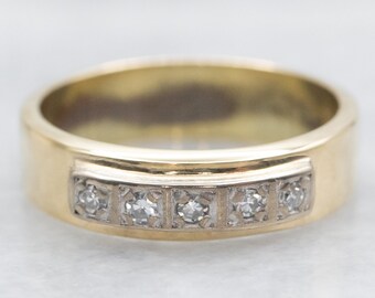 14K Gelbgold Diamant Ehering , Single Cut Diamant Ring