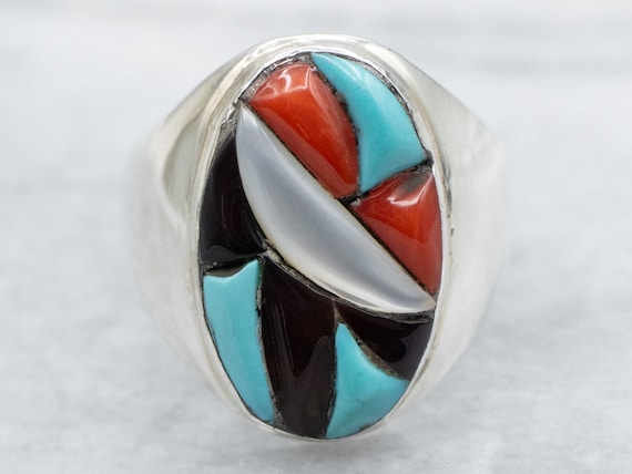Geneva Terrazas Vintage Native American Zuni Turquoise Croal Sterling Silver Ring Old Geneva Terrazas Vintage Native American Zuni Turquoise Croal Sterling Silver Ring Old