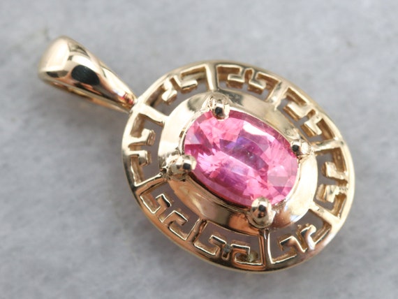 Pink Sapphire Gold Pendant, Pink Gem Pendant, Ann… - image 2