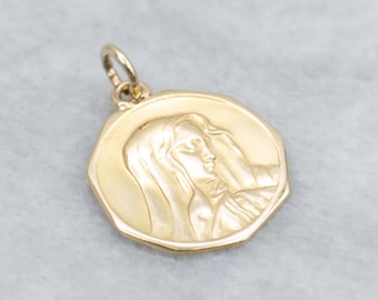 Religiöser Lady Madonna Medaillon in 18-Karat Gelbgold Anhänger
