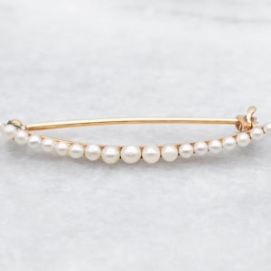 Antique Crescent Moon, Rose Gold, and Pearl Brooch, Pearl Jewelry, Honeymoon Pin, Moon Jewelry, Estate Jewelry EP7W2K