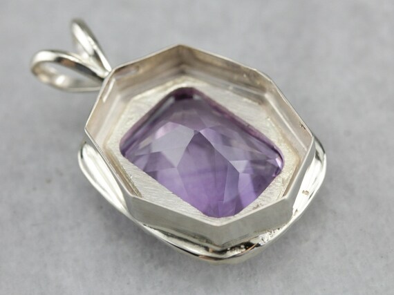 Amethyst Halo Pendant, Amethyst and Diamond, Amet… - image 4