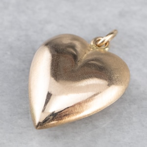 14K Gold Heart Pendant, Romantic Gift, Anniversary Gift, Valentine's Day Gift, Gift for Her, Puffy Heart Charm, FL1X5W3E