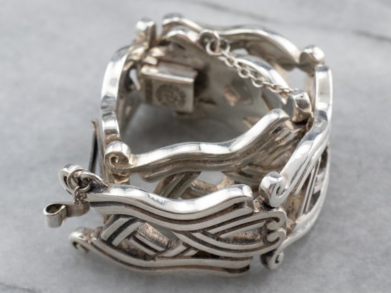 Sterling Silver Patterned Link Bracelet, Taxco Me… - image 8