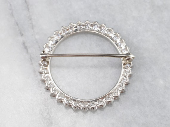 Vintage Diamond Circle Pin, Diamond Brooch, Diamo… - image 5