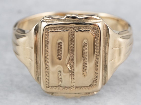 Retro "RD" Gold Signet Ring, Vintage Signet Ring,… - image 3