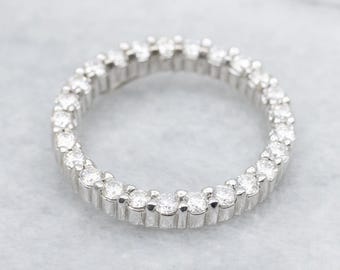 Colgante circular de oro blanco de 14 quilates con diamante, 1,10 quilates