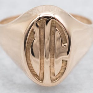 Gold Murchison &quot;UC&quot; Engraved Signet Ring, Engraved Signet Ring, Signet Ring, Gold Signet Ring, Gold Ring, Monogrammed Ring, Gold Ring A41257