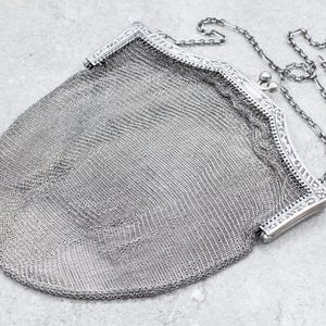 Sterling Silber Art-Deco-Geldbeutel, Sterlingsilber Geldbeutel, Mesh Geldbörse, Art-Deco-Geldbeutel, Art-Deco-Ära, Silber Mesh Geldbörse, Silber Geldbörse A45924