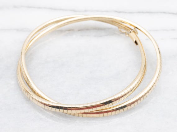 14K Yellow Gold Omega Chain Necklace, Italian Flat Chain