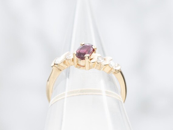 14K Gold Ruby and Diamond Bypass Ring, July Birth… - image 3