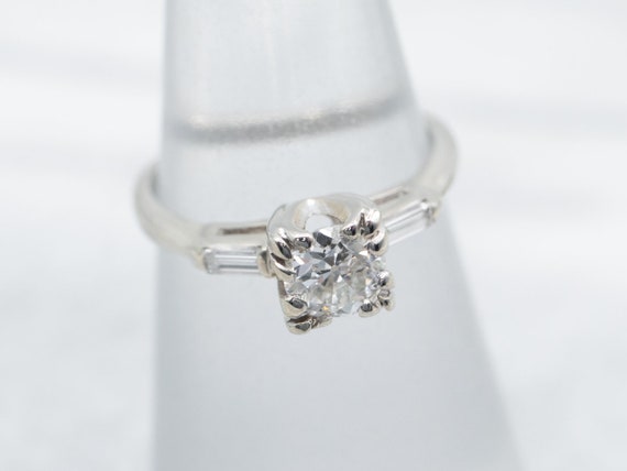 Retro Old Mine Cut Diamond Engagement Ring, Three… - image 3