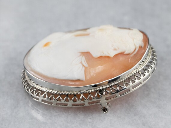 Art Deco Filigree Cameo Brooch, Goddess Cameo, Vi… - image 4