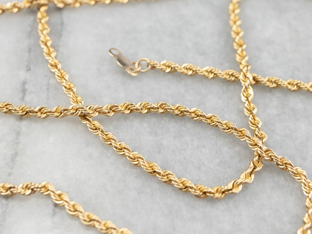 14K Gold Rope Chain Necklace, 18 Inch - Etsy