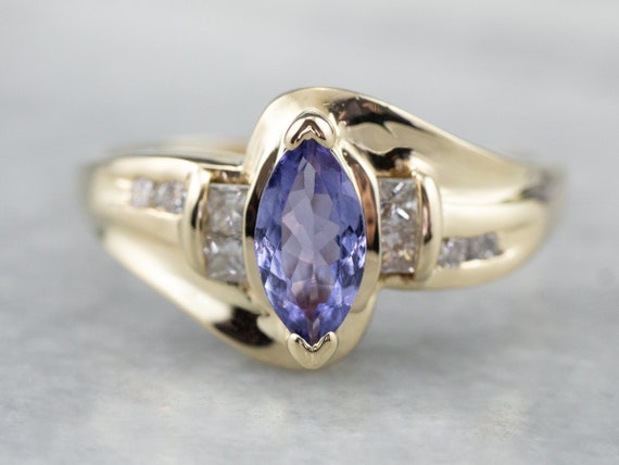 Marquise Tanzanite and Diamond Ring, Tanzanite St… - image 1