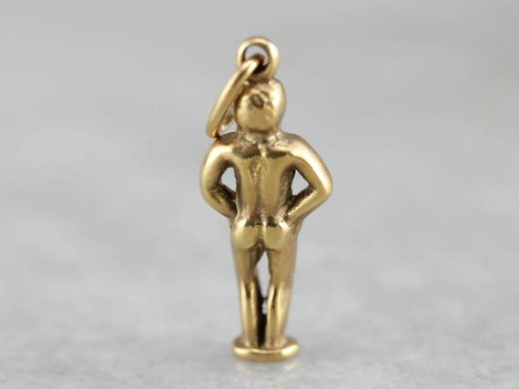 Classic Brussels Statue Charm, Vintage, Yellow Go… - image 3