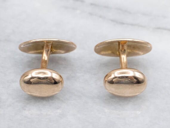 Antique Polished Gold Oval Cufflinks View 4