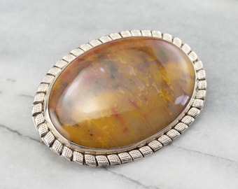 Gelbe Jaspis Sterling Silber Statement Brosche