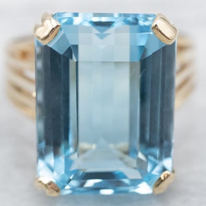 Yellow Gold Blue Topaz Solitaire Cocktail Ring, Yellow Gold, Blue Topaz Solitaire Ring, Anniversary Gift, November Birthstone, A25878