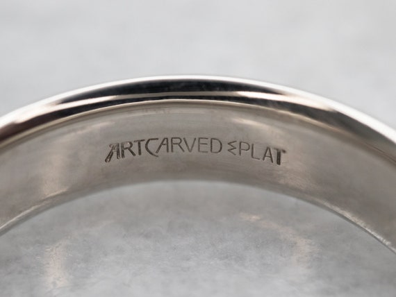 Art Carved Platinum Wedding Band, Unisex Platinum… - image 2