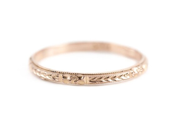 Wedding Band Elizabeth Henry Collection The Marjorie Band in 14 Karat White Gold Stacking Band Pattern Band