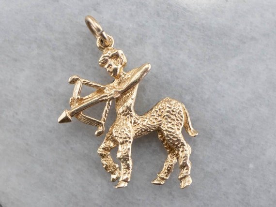 Gold Sagittarius Pendant, Centaur Archer Pendant,