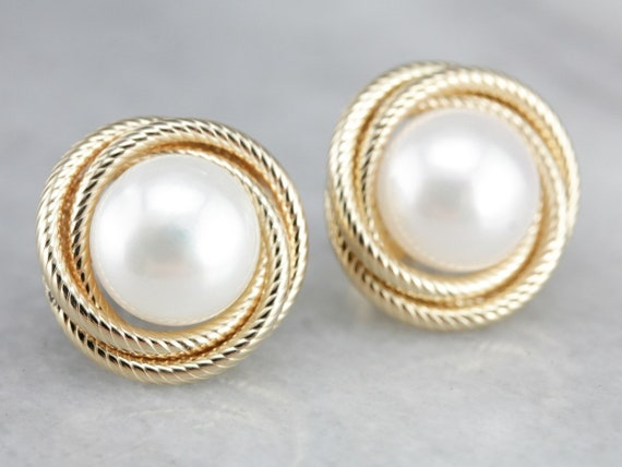 Freshwater Pearl Earrings, Coin Pearl Earrings, Ye