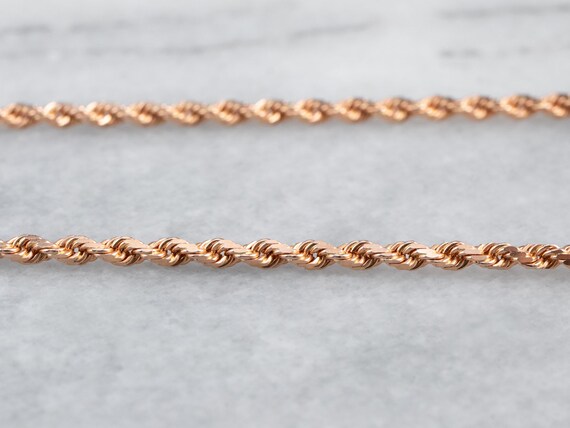 14K Rose Gold Rope Chain, Twisted Chain, Layering… - image 4