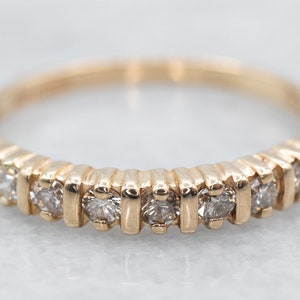 Bar Set Diamond Wedding Band, Diamond Yellow Gold Band, Anniversary Ring, Stacking Ring, Diamond Jewelry A21152
