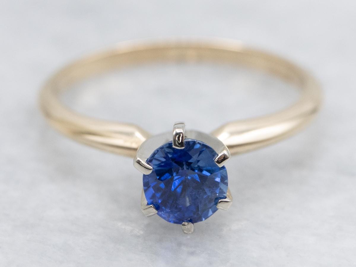 ゴールド サファイア ソリティアリング バイカラーサファイア 0.24ct マーキスカット K10YG リング