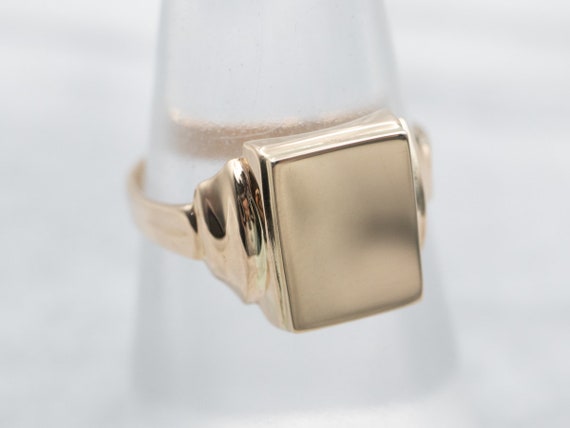 14K Yellow Gold Rectangular Signet Ring, Engravab… - image 3