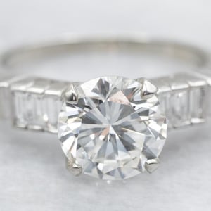 GIA Certified Round Brilliant Cut Diamond Ring, White Gold Diamond, Vintage Diamond Ring, Large Diamond Ring, GIA Engagement Ring A57895