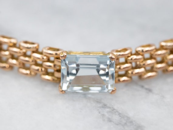 Aquamarine Gold Mesh Link Bracelet, Aquamarine Je… - image 2