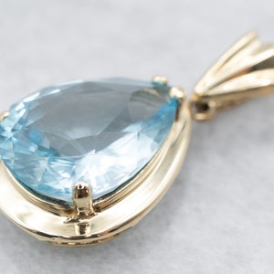 Blue Topaz Gold Drop Pendant, Yellow Gold Topaz Pendant, Teardrop Pendant, Birthstone Pendant, Gemstone Pendant, Gifts for Her A16116