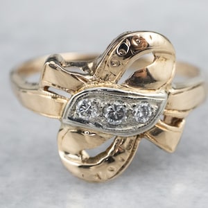 Anillo de diamante gold bow, anillo de arco de diamante retro era, anillo de cinta de diamantes, anillo de amor, anillo de promesa, regalo de aniversario MN6J6FFQ
