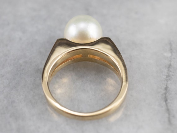 Vintage Pearl Solitaire Ring, Yellow Gold Pearl R… - image 5