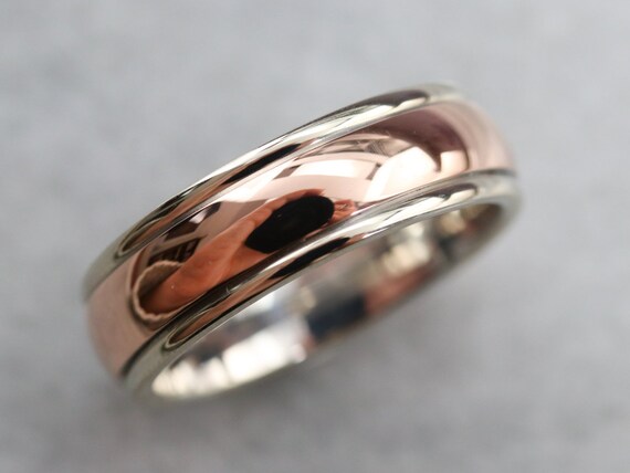 Two Toned Gold Band, White and Rose Gold Band, Mi… - image 6