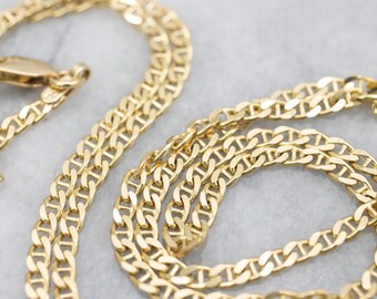 18k Yellow Gold Sailor’s Oval Navy Link Chain Necklace – 23.62 Inches, Made In Italy, No Stone